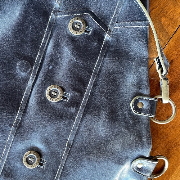 Matt & Nat vegan leather bag black & olive crossbody 2 straps lined brass trim - Picture 3 of 8